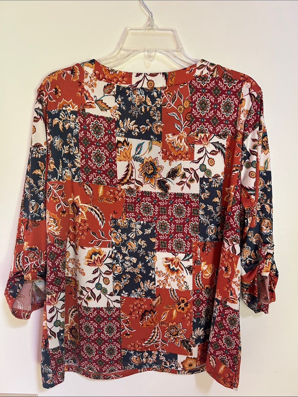 Women's Rust Floral Patchwork Top - Picture 5 of 5